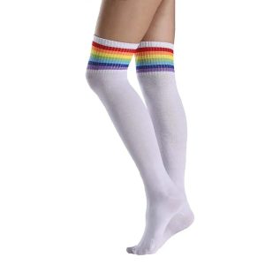 Over-Knee Rainbow Knit Thigh High Socks