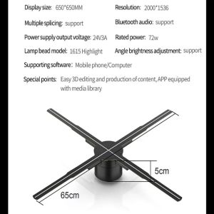 P65 HD 3D Hologram Fan Projector - High Resolution Hologram Fan for Advertising and Events