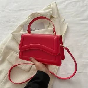 PU Leather Messenger Tote for Women, Small Solid Color Handbag with Shoulder Strap