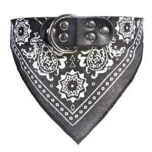 Paisley Pet Bandana Collar: Adjustable PU Leather for Dogs & Cats