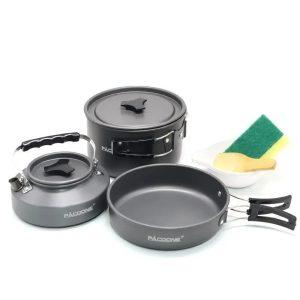 Portable Camping Cookware and Kettle Set