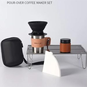 Portable Hand Brew Coffee Set with Silicone Filter for Travel and Camping