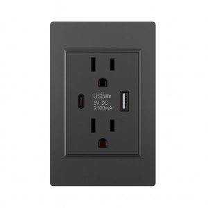 Power Socket Charger AC, Dual USB Wall Outlet Port, Receptacle Plate Panel