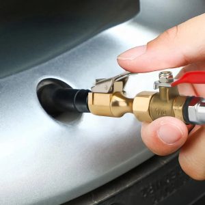 Precision Lock-On Tire Chuck, Brass Air Compressor Valve, Rapid Inflate & Deflate