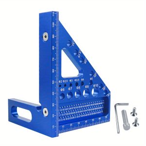 Precision Woodworking Square with Dowel Pins, Triangular Ruler & Multi-Angle Aluminum Alloy Scriber Tool