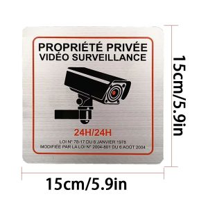 Premium French Aluminum Alloy Private Property Video Surveillance Sign