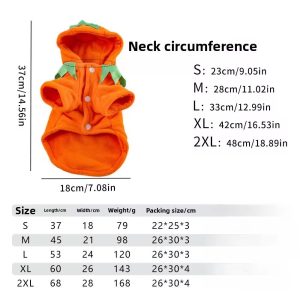 Pumpkin Dog Costume Hooded Fleece Hoodie for Small & Medium Dogs