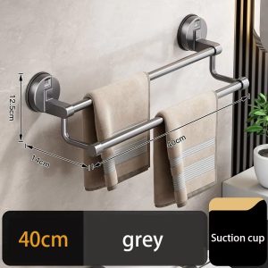 Punch-free Aluminum Double Rod Towel Shelf Bathroom Hanging Towel Slipper Storage Rack