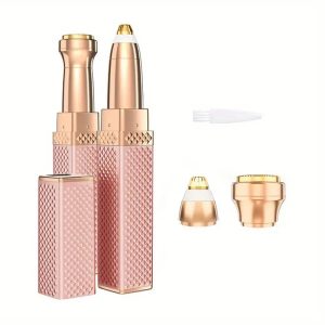 Rechargeable 2 in 1 Eyebrow Razor & Hair Shaver with LED Light Painless Hair Removal for Eyebrows, Peach Fuzz, and Mor