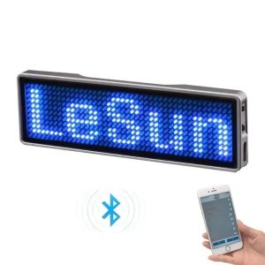 Rechargeable Bluetooth LED name tag - DIY programmable LED badge with Scrolling Message Display