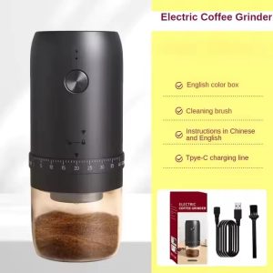 Rechargeable Electric Coffee Grinder with Adjustable Settings and 1800mAh Battery