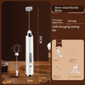 Rechargeable Handheld Milk Frother & Mini Whisk with Triple-Speed Control