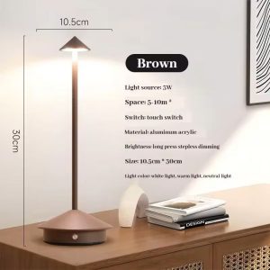 Rechargeable Touch Control LED Table Lamp for Dining and Desk Decor