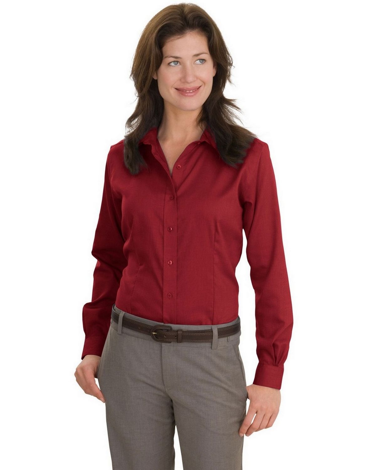 Red House RH47 Women's Nailhead Non-Iron Button-Down Shirt - Deep Red - L