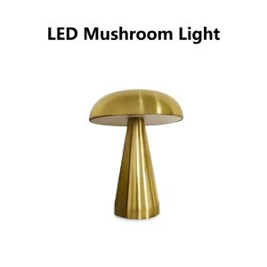 Retro Mushroom LED Table Lamp - Rechargeable Touch Sensor Bedside Light