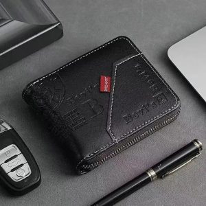 Retro Short Leather Wallet with Coin Pocket and Card Holder for Men