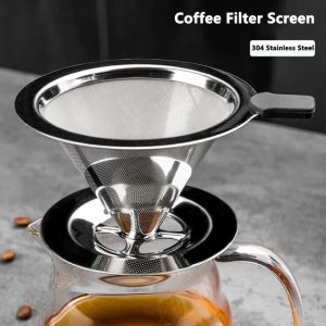 Reusable Stainless Steel Coffee Filter Portable Paperless Pour Over Dripper