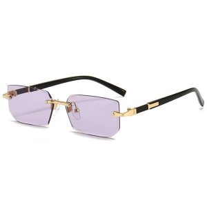 Rimless Rectangle Small Square Sunglasses For Women And Men