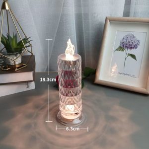 Romantic LED Crystal Table Lamp Rose Projection Light for Bedroom Party Christmas Decor Diamond Atmosphere Night Light