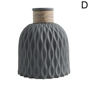 Rope Design Decorative Plastic Vase - Modern Porcelain Imitation Flowerpot for Home Decor