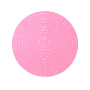 Round Cake Turntable Mat Silicone Dough Mat with Scale Heat Resistant Nonslip Pastry Pad for Baking Kitchen Gadget