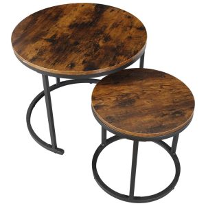 Round Modern Nesting Coffee Table Set, Accent Table for Living Room