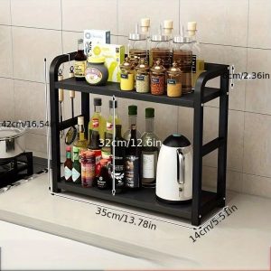 Rustproof 2-Tier Countertop Organizer Shelf for Coffee Station & Kitchen Storage