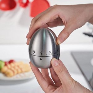 Satin Metal Egg Timer, 60 Minute Kitchen Timer, Alarm Cooking, Kids Gift Learning