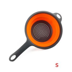 Silicone Collapsible Kitchen Colander - Space-Saving Pasta & Veggie Strainer with Handle