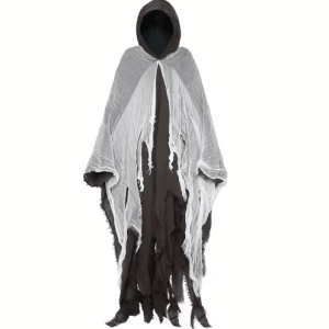 Skeleton Halloween Cloak with Hood Realistic Gothic Costume Accessory 1 Pc