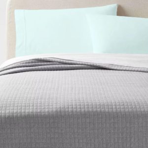 Soft Full/Queen Jersey Quilt, Heather Gray, Cozy Polyester Fill, Machine Washable - Threshold