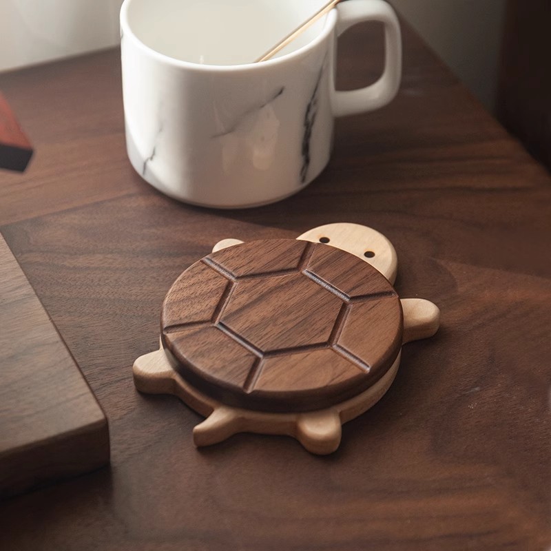 Solid Wood Turtle Insulation Mat Black Walnut Tableware Anti-scald Tea Coaster