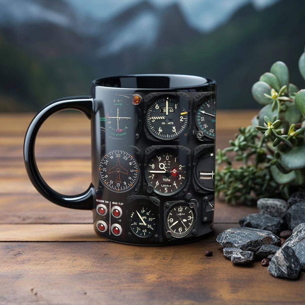 Spaceship Instrument Panel Ceramic Coffee Mug Sci Fi Novelty Cup