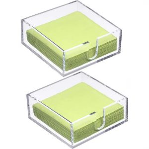 Square Transparent Acrylic Napkin Holder Tissue Box for Home and Restaurant