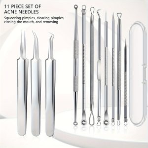 Stainless Steel Blackhead Kit Pimple Popper Extraction Tools Professional Set for All Skin Types