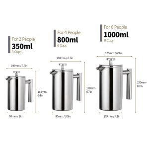 Stainless Steel Insulated French Press Coffee Maker