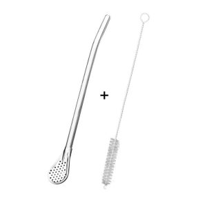 Stainless Steel Reusable Straw Spoon with Tea Filter