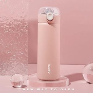 Stainless Steel Vacuum Flask with Straw, Girls Cute Thermos Bottle Portable Travel Coffee Mug Thermal Water Bottle Gifts