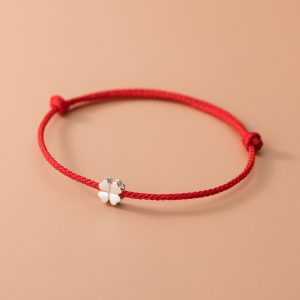 Sterling Silver Flower Red Thread Rope Bracelets Jewelry Line String Bracelets For Women Student