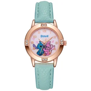Stitch Quartz Watch for Kids, Disney Children's Watch with Imitation Diamond Belt