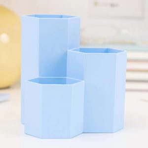 Student Office Three-Grid Pen Holder, Multifunctional Desktop Storage Box, Makeup Brush and Small Item Storage Gift