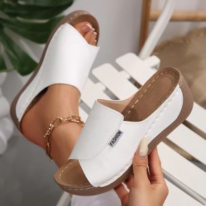 SunnyStride Wedge Slippers Open Toe Buckle Slides - Breathable Comfortable Summer Shoes