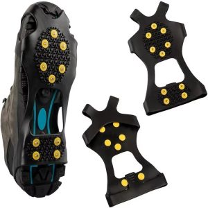 TINSOL 2-Pack Steel Stud Crampons Snow Grips - Rubber Traction Cleats for Ice, Snow, Hiking & Jogging