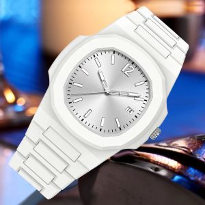 TOMI Mens Fashion Quartz Watch with Calendar, Simple Dial, Gift Box for Men, Multifunctional Style, Adjustable Strap