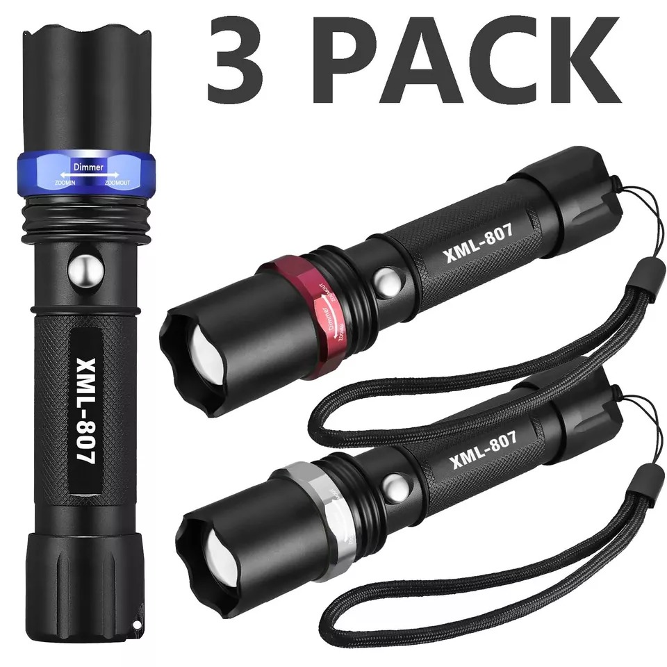 Tactical Flashlight High Powered 5Modes Zoomable Aluminum