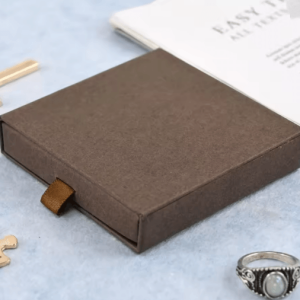 Thick Kraft Paper Drawer Jewelry Box with Sponge Insert