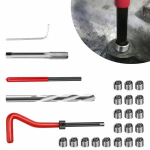 Thread Repair Kit , Stainless Steel Inserts, HSS Tap & Drill Bit Set for Metal Repair