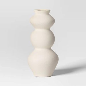 Threshold Tall Ceramic Modern Vase, Organic Design, Hand Wash Tabletop Centerpiece, Elegant Decor