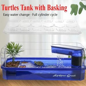 Transparency Turtle Tank House with Basking and Breeding Areas Reptile Habitat