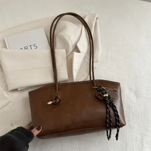 Trend Leather Work Shoulder Bag, Simple Large Capacity Crossbody Bag, Solid Color Commuting Bag for Women